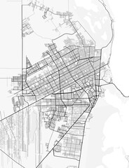 Cancun City Map. Minimalist black and white line art poster for printing, wallpaper, wall art, and map resources for home and office decor