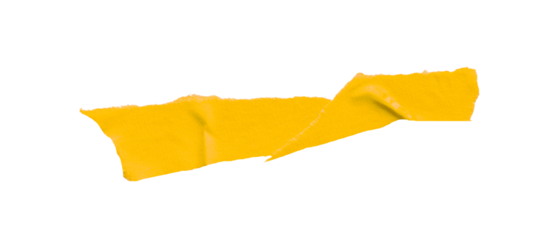 Yellow masking tape, plastic scotch, on a transparent background.