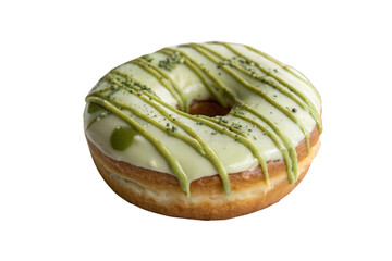 matcha donut on white background