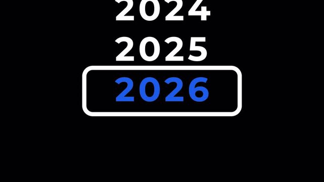 Animated scrolling years from 1995 to 2026 with smooth vertical motion. Clean design, ideal for timelines, video intros, and presentations.