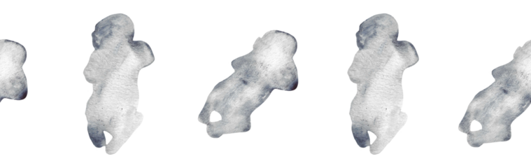  Watercolor baby silhouette blue pattern.Hand painted silhouette motherhood element border on white background.