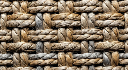 Detailed close up of woven natural fiber material for backgrounds