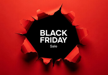 Black friday sale promotion with ripped red paper