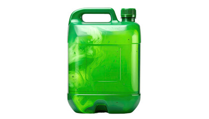 Glossy green container filled with swirling liquid on black