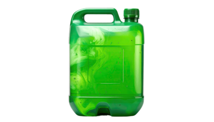 Glossy green container filled with swirling liquid on black