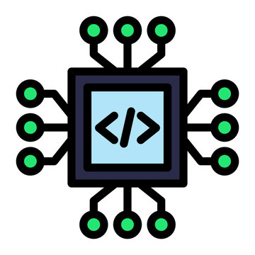 Coding AI Icon Isolated on Transparent Background. Programming and Software Development Vector Illustration for Web, App, and Technology Design