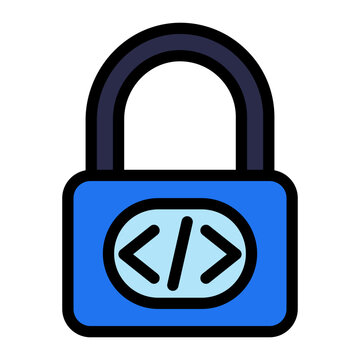 Coding Lock Icon Isolated on Transparent Background. Programming and Software Development Vector Illustration for Web, App, and Technology Design