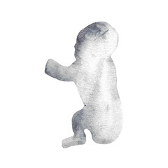  Watercolor baby silhouette blue element.Hand-painted silhouette motherhood element on white background.