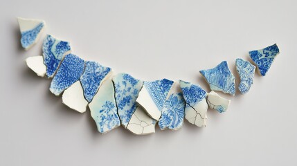 白い背景にひび割れた紙片の芸術的な模様。