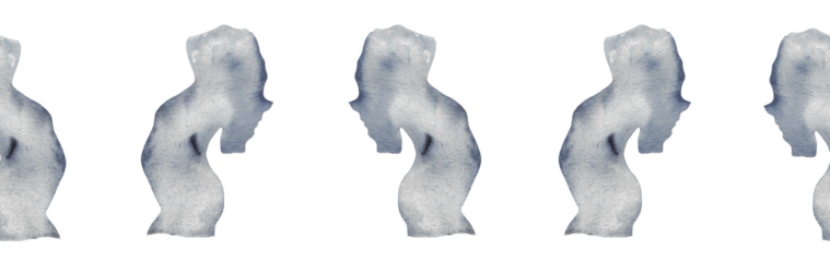  Watercolor pregnant girl silhouette blue pattern.Hand painted silhouette motherhood element border on white background.