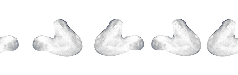  Watercolor baby silhouette blue pattern.Hand painted silhouette motherhood element border on white background.