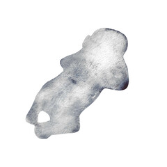  Watercolor baby silhouette blue element.Hand-painted silhouette motherhood element on white background.