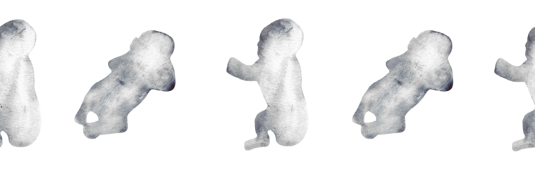  Watercolor pregnant girl and baby silhouette blue pattern.Hand painted silhouette motherhood element border on white background.