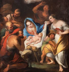 Schilderijen op glas Jezus Christus Vienna - The detail of the painting of Adoration of Shephedrs from church St. Gertrude Pfarrkirche by unknown artist.  © Renáta Sedmáková