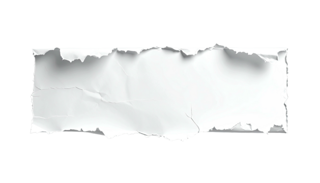 Torn piece of white paper with jagged edges