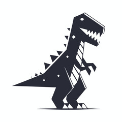 Simplified of Standing Dinosaur Tyrannosaurus on a White Background