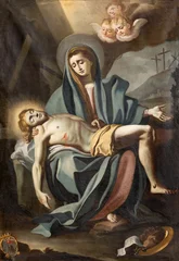 Schilderijen op glas Jezus Christus RAVELLO, ITALY - OCTOBER 7, 2025: The painting of Pieta in the church Chiesa di San Francesco by unknown baroque artist.  © Renáta Sedmáková