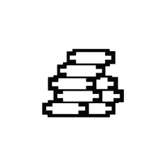 Stacked White Plates with Pixel Art Style on White Background