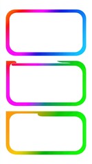 スマートフォンのデザインにインスピレーションを得た、カラフルなグラデーションのエッジを持つ 3 つの青い長方形を積み重ねたシンプルな線画のベクター ロゴ。