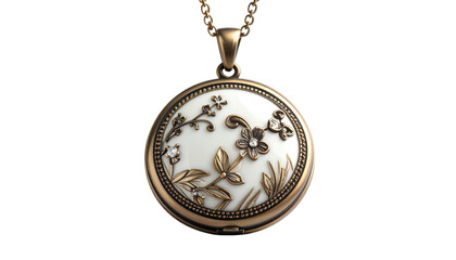 Floral locket pendant with delicate design on a golden chain