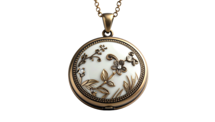 Floral locket pendant with delicate design on a golden chain