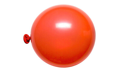 Inflated round balloon with glossy, deep orange-red surface