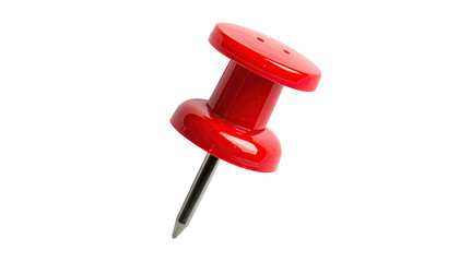 Close-up of a glossy, vibrant red pushpin