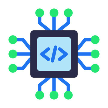 Coding AI Icon Isolated on Transparent Background. Programming and Software Development Vector Illustration for Web, App, and Technology Design