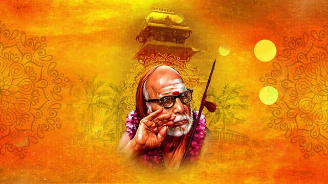 Kanchi Sankaracharya Glowing Animated Background