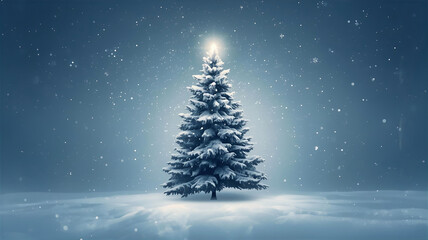 Fototapeta premium 美しい空間にクリスマスツリーのイラスト壁紙