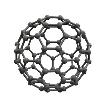 Buckminsterfullerene c60 molecule structure isolated on transparent background