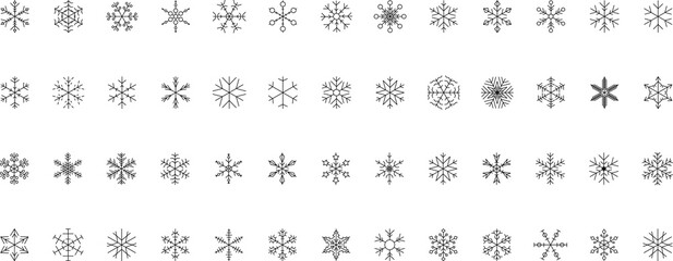 Snowflake snow freeze winter thin line outline icon. Snowflakes thin line icon set. Snowflake Simple illustration