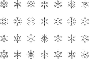 Snowflake snow freeze winter thin line outline icon. Snowflakes thin line icon set. Snowflake Simple illustration