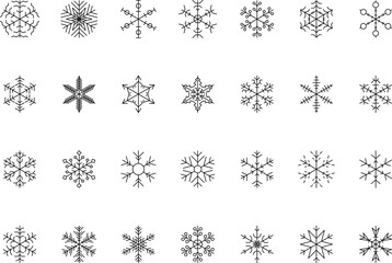 Snowflake snow freeze winter thin line outline icon. Snowflakes thin line icon set. Snowflake Simple illustration