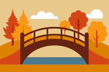 Autumn Bridge Over River