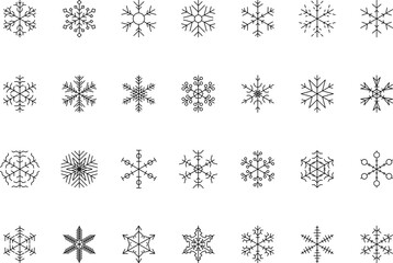 Snowflake snow freeze winter thin line outline icon. Snowflakes thin line icon set. Snowflake Simple illustration