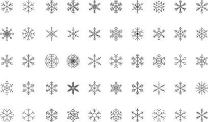 Snowflake snow freeze winter thin line outline icon. Snowflakes thin line icon set. Snowflake Simple illustration