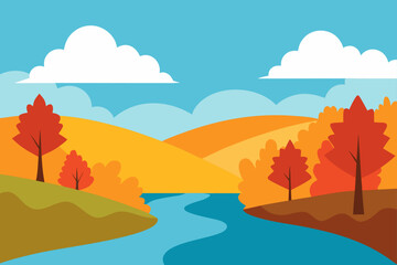 Autumn Riverbank View