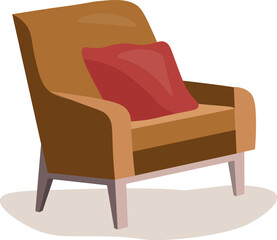 armchair sitting place red pillow home decor