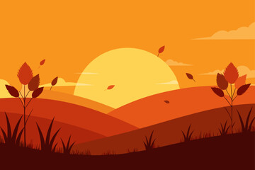 Sunset Over Fall Meadow