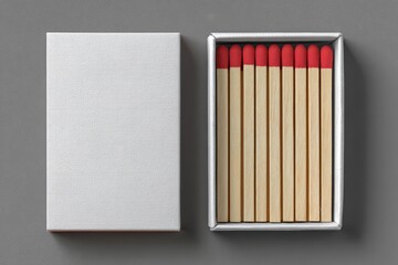 Obraz premium Matchbox Mockup. Blank Matchbook Case Top Side View Design Presentation
