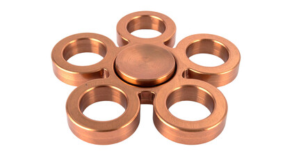Copper fidget spinner, five-lobed with circular voids