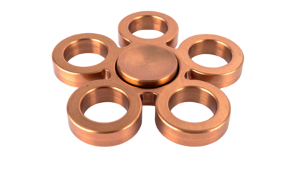 Copper fidget spinner, five-lobed with circular voids