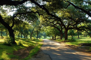 Fototapeta premium Memorial Park Houston Texas. Scenic Trail Through Nature Park and Landscape