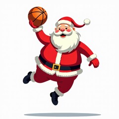 Fototapeta premium Slam Dunking into the Holidays: Santa's Basketball Adventure