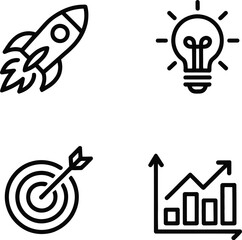 Fototapeta premium Startup Target Success Growth Graph Outline Icon Vector
