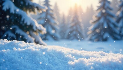 Fototapeta premium A mesmerizing blanket of snowflakes gently falling on a winter landscape, creating a serene and peaceful atmosphere Perfect for winter, holiday, and nature themes , magic, nature