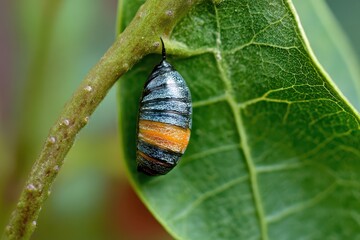 Monarch Egg. Endangered Monarch Butterfly on a Milkweed Leaf: Life Cycle