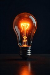 A single, bright light bulb illuminates a dark room, symbolizing inspiration and a brilliant idea The contrast highlights the power of a single, innovative thought , single, discovery