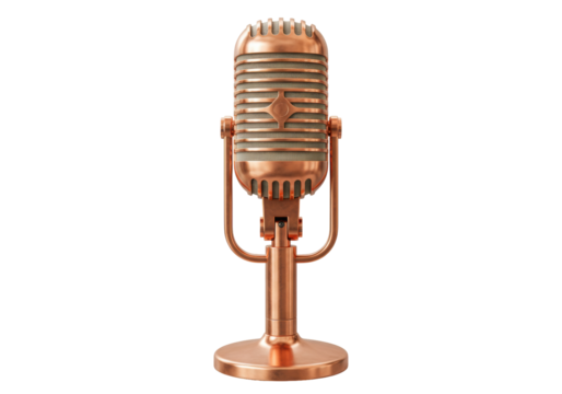 Isolated Copper-Colored Vintage Microphone for Music Recording and Performance Arts